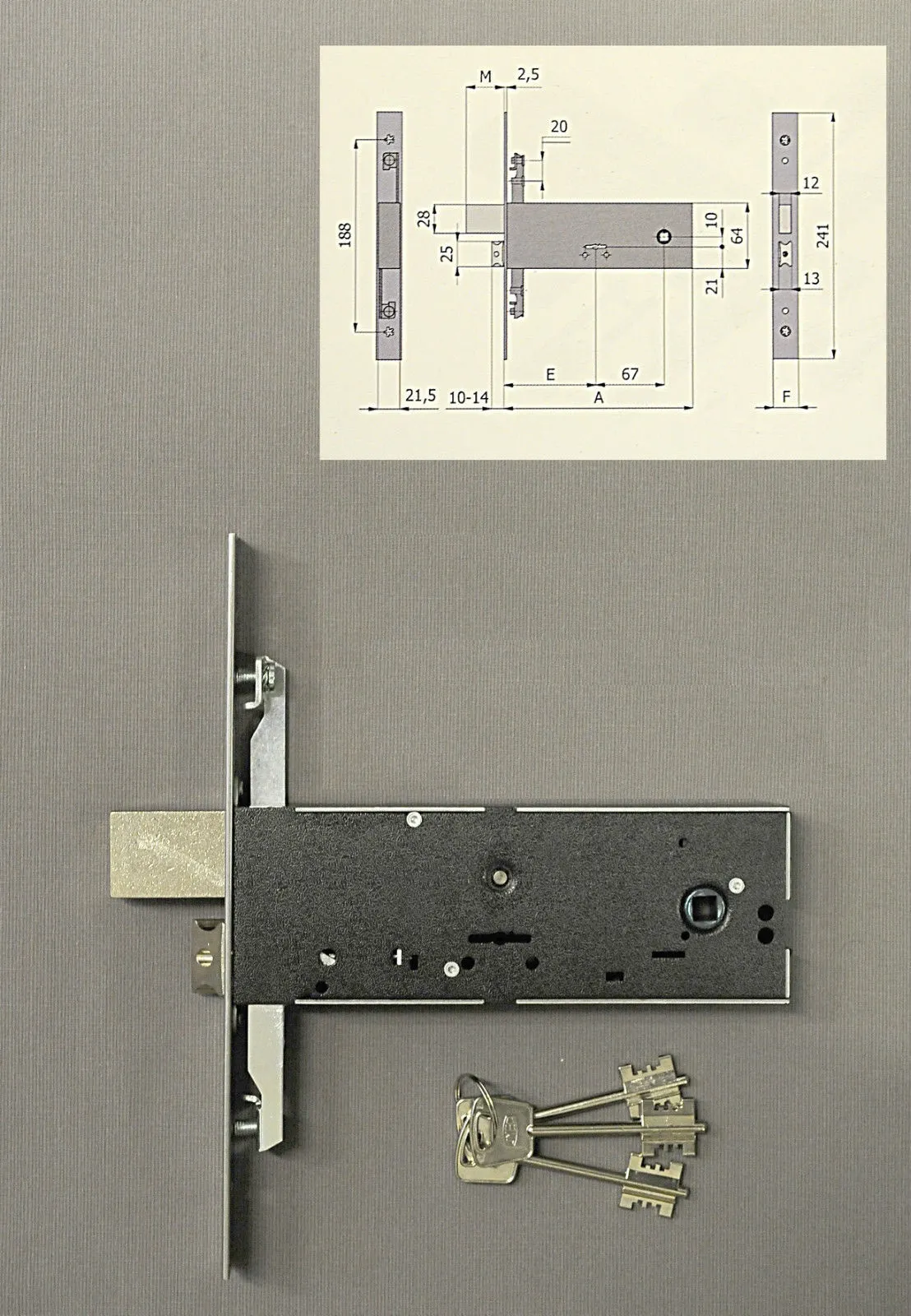 Serrure OMEC art 5970 avec scrocco triplice double mappa entrata 90mm
