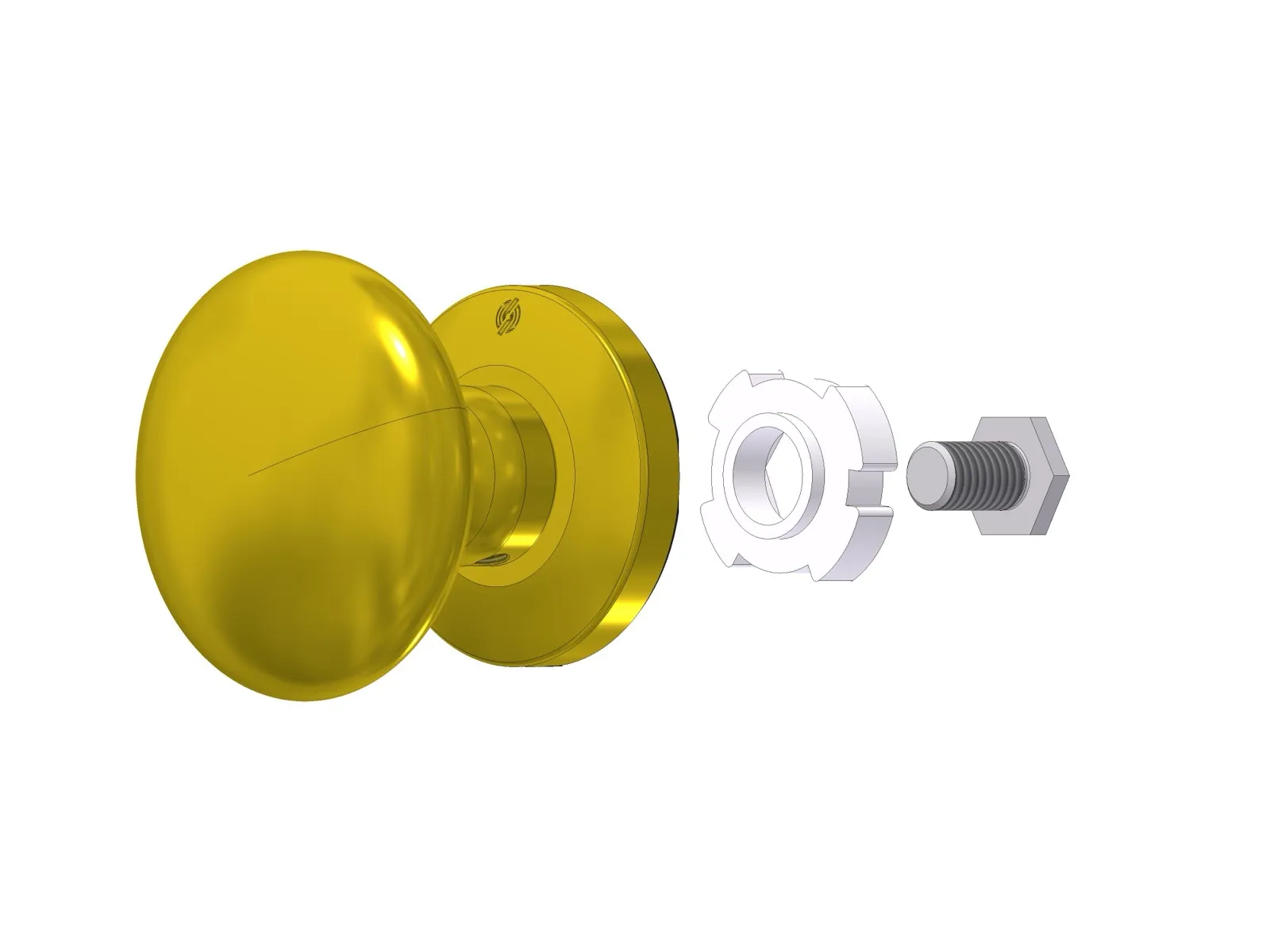 Kit Pomolo 5020 centroporta Ø65 mm avec rosetta ottone luc PVD